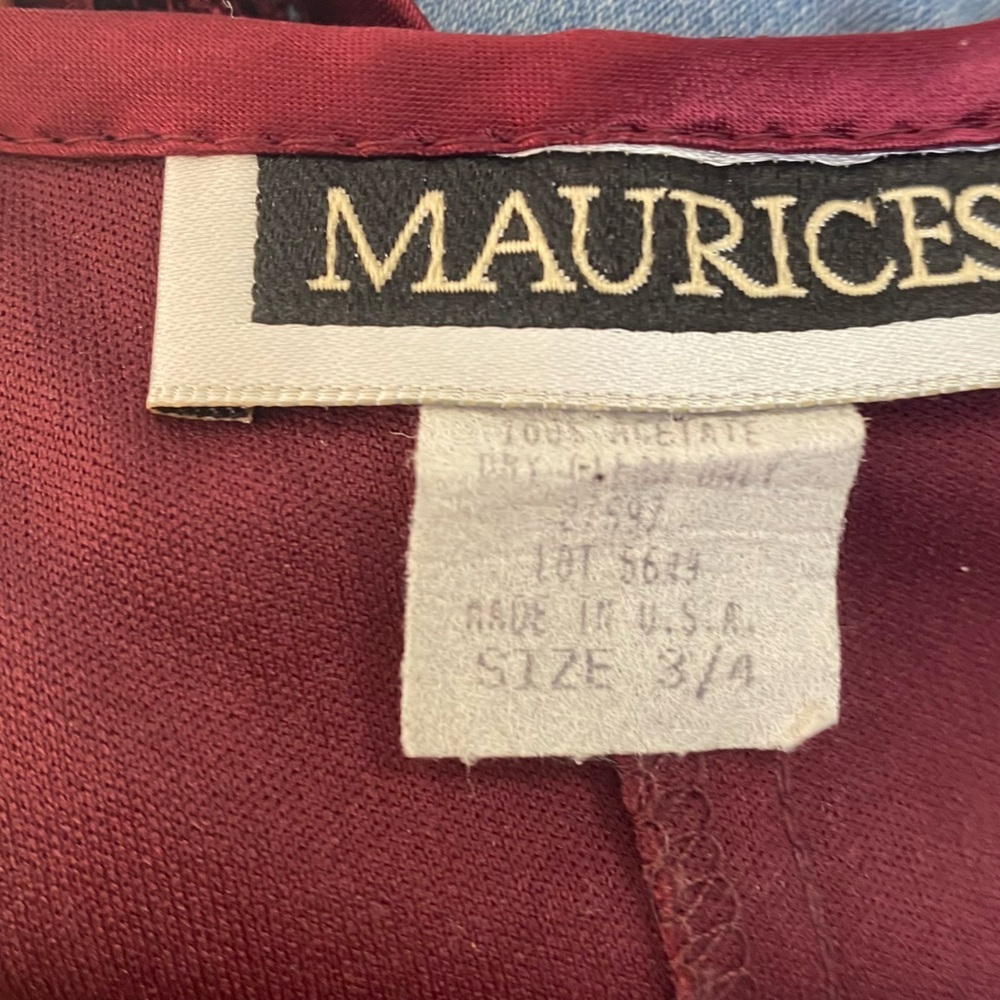 VTG Y2K Burgundy Bodycon Midi Dress Crochet Short Sleeve Daphne Frasier‎ Sz S - Picture 12 of 13